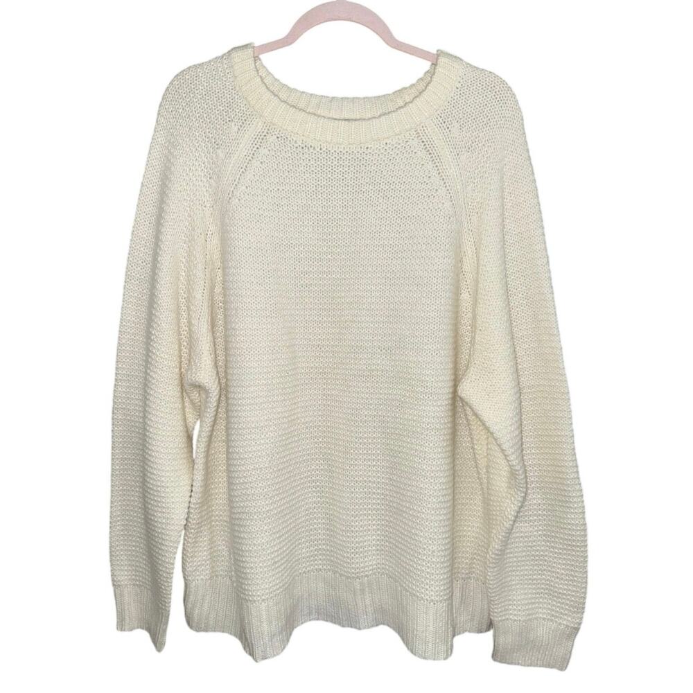 A New Day Women's Beige Cream White Knit Long Sleeve Sweater XXL 2X EUC
